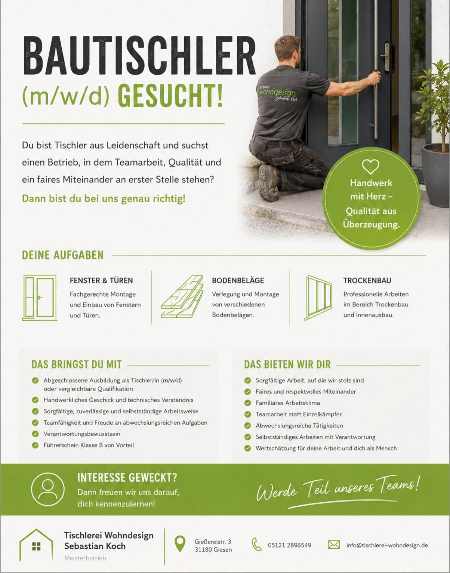 Stellenangebot Tischler in Hildesheim